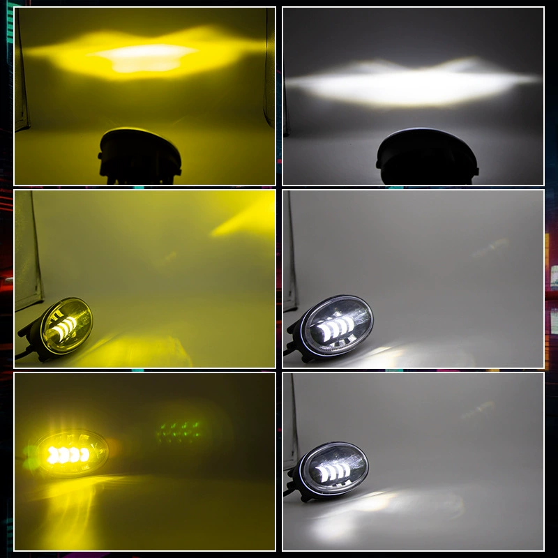 Two-color elliptical car fog lamp suitable for Honda xrv Binzhi modified lens fog lamp high brightness LED front fog lamp