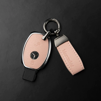 Car key bag | Mercedes Key Covers: C-Class, S-Class, E-Class - mercedes-benz-c-class-2-button-key-fob-original-emblem-pendant-sakura-pink