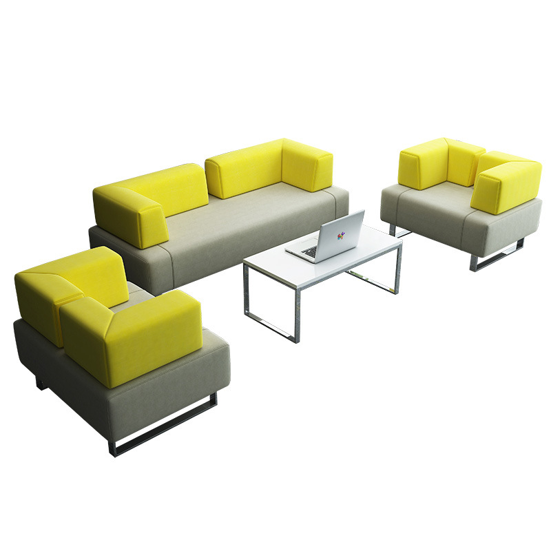 Sofá de oficina casual combinación de mesa de té sala de estar sala de recepción sala de estar sofá de cuero combinación de sofá de tres personas