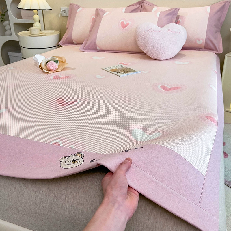 Summer silk mat, set, sheet for home use, 3 piece set, washable