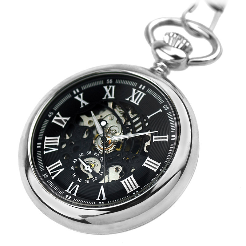 Simple Oil Pressure Roman Hollow Retro Fully Manual Mechanical Movement Pocket Watch Wholesale Men's and Women's Elderly Student Watches