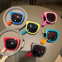 クロスボーダー夏サンシェード子供用折りたたみサングラスキャンディーカラー眼鏡ベビーサングラス日焼け止め UV 保護メガネ