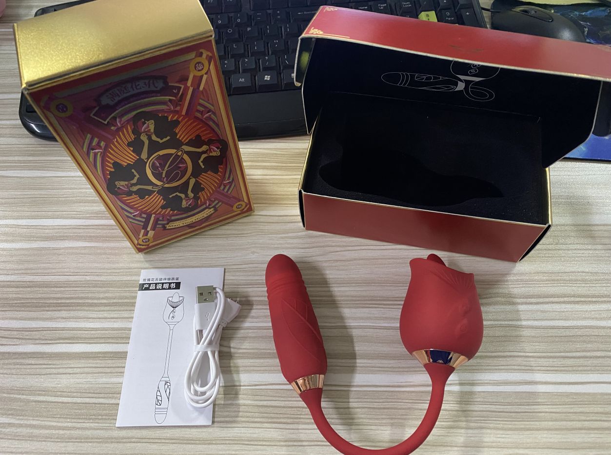 Huevo vibrador telescópico de doble cabeza con forma de rosa y diseño floral completo, función de succión, juguete para adultos de diez frecuencias operado con los dedos para mujeres, de AliExpress transfronterizo.