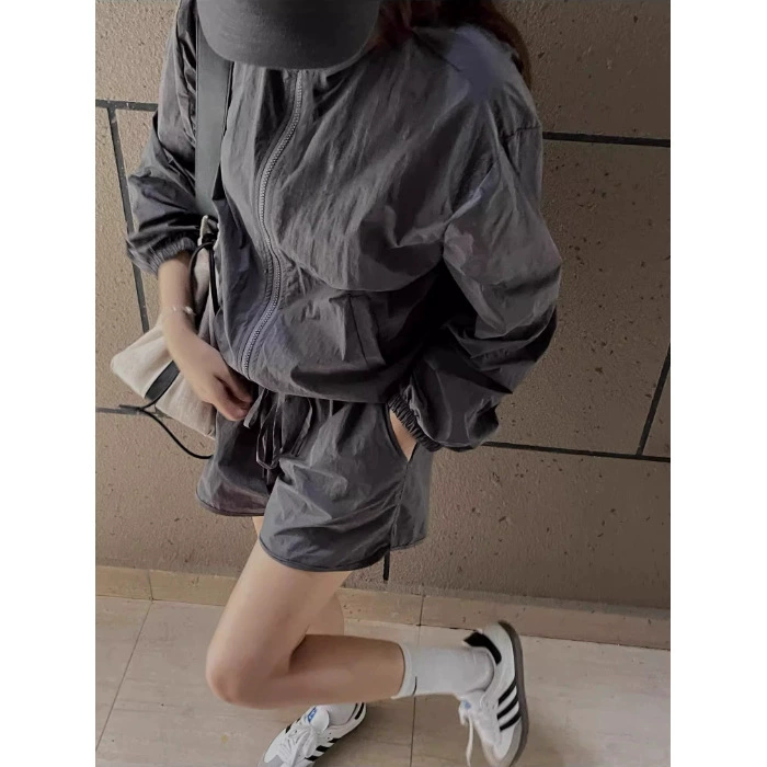 Spring jacket, light and thin breathable comfortable set, sun protection, elastic waist