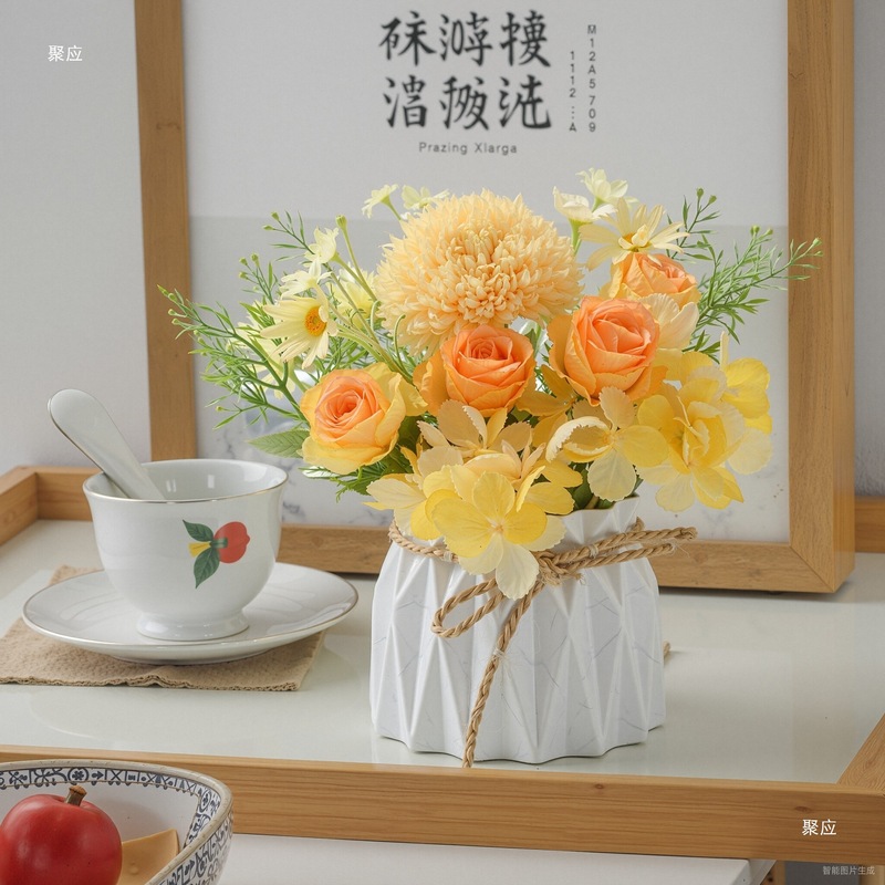小众清新花桌面摆件假花客厅茶几装饰花餐桌花摆花绢花摆设无|undefined