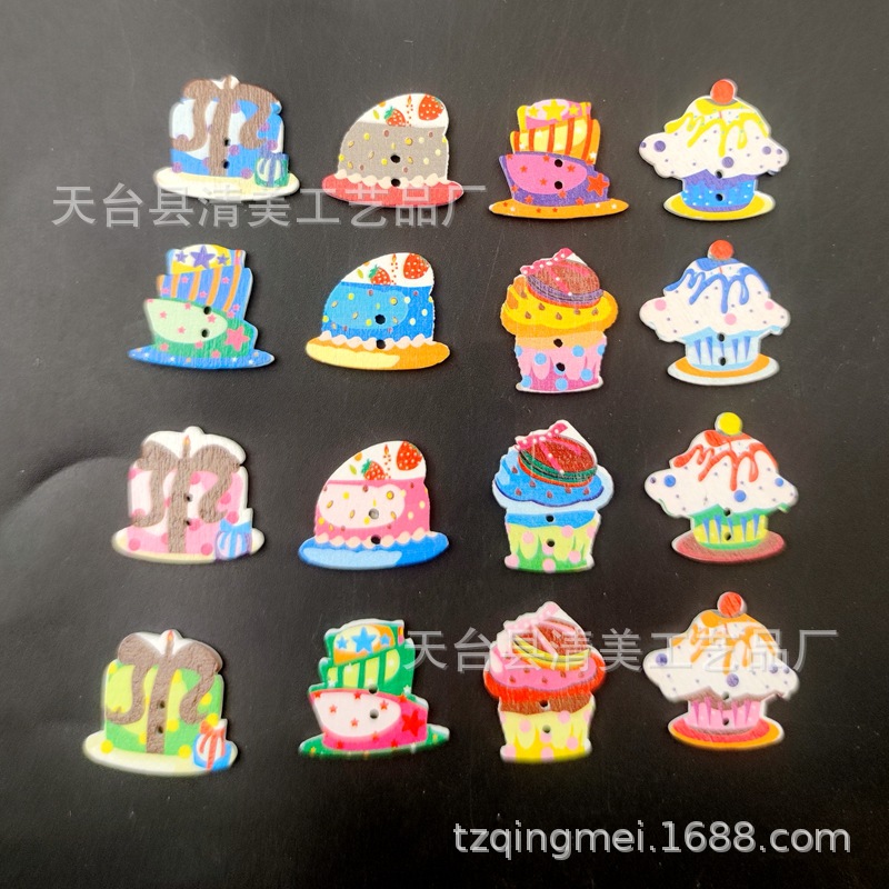 Pastel estilo coreano ins botones de madera blanco bajo 4 pintado ropa para niños accesorios de pastel de madera 50 piezas por paquete