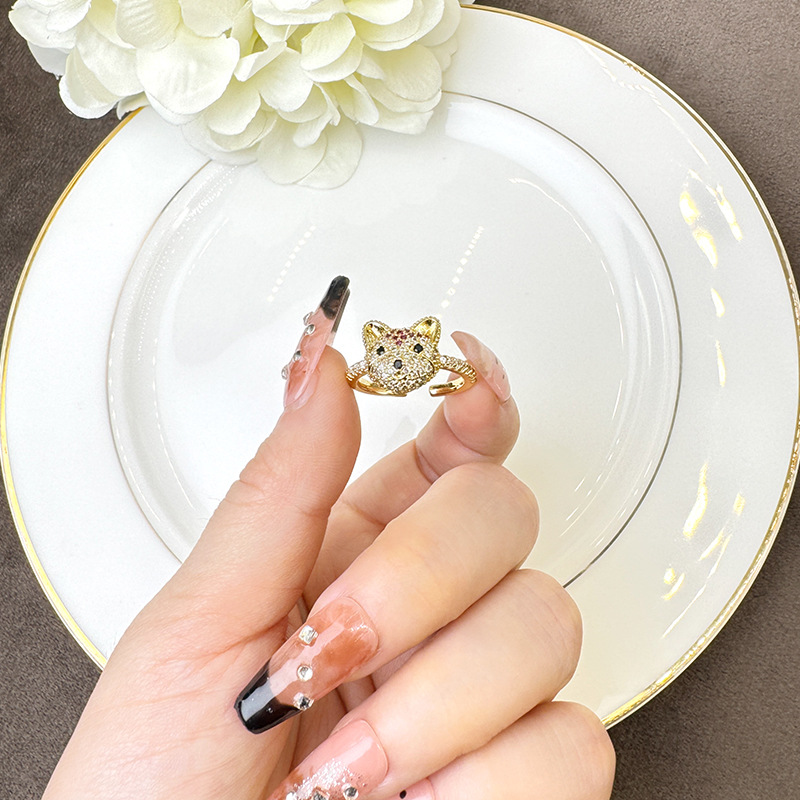 Anillo de oro de Gufa Shacha 18k de diamantes de anillo de oso para mujeres lujosas joyerías transfronterizas que no se desvanecen