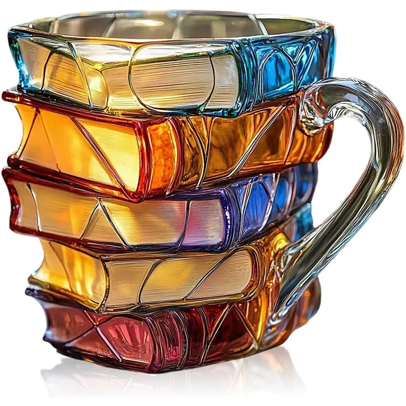 Cross-border Painted Book Mug Painted Book Cup 3D Book Coffee Cup Unique Book Stack Mug