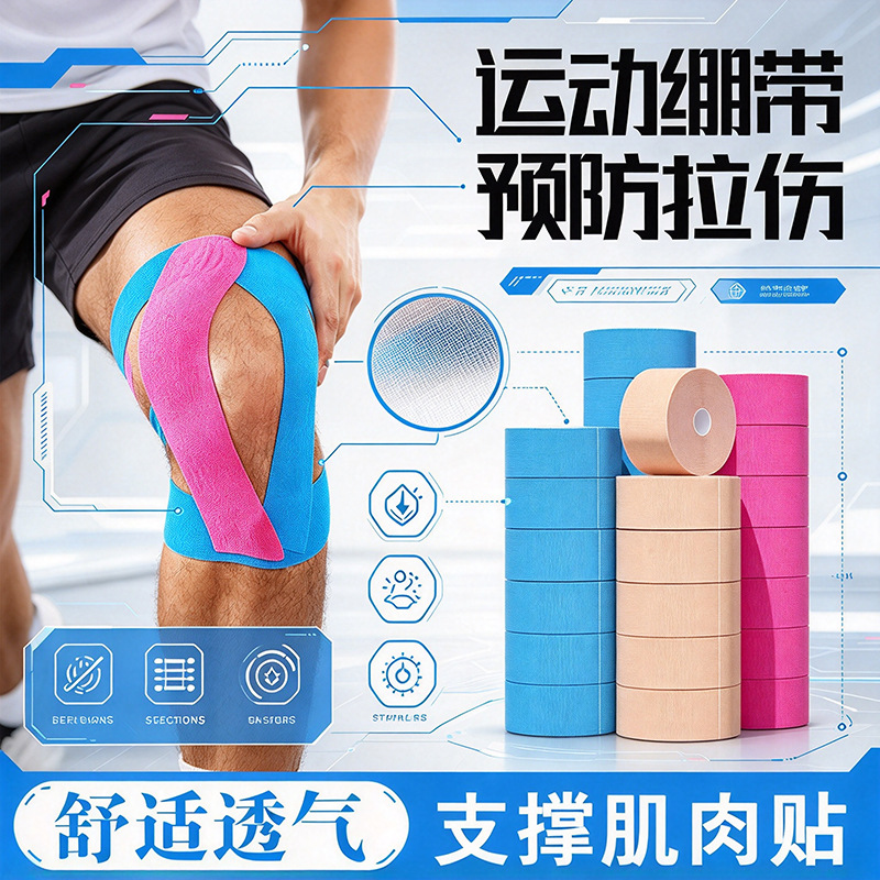 Sports Muscle Elastic Bandage Prevention Patch Strain Elastic Strap Rehabilitation Muscle Effect Kinesio Tape Self-adhesive Tape