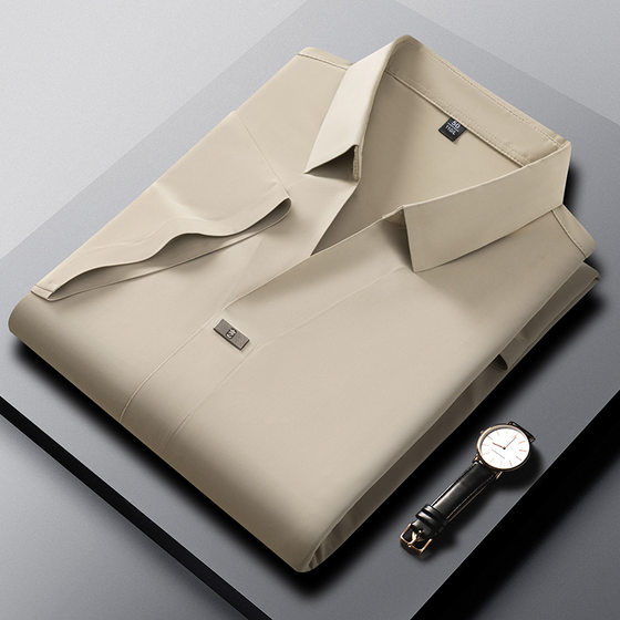 Factory generation high-end men's youth summer lapel seamless scissors collar bronzing POLO short sleeve business casual fashion