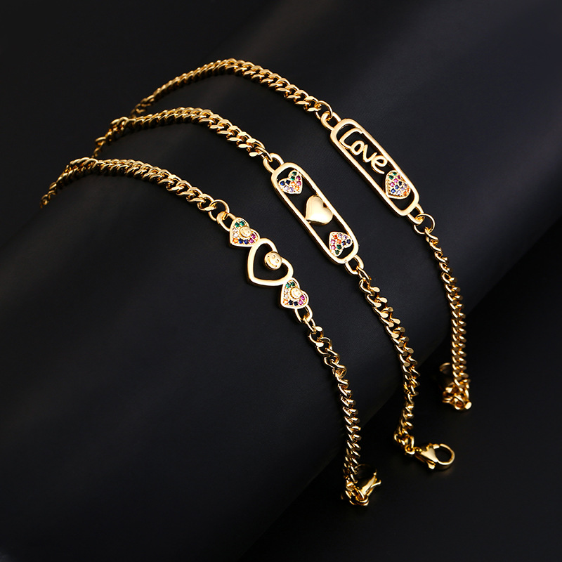 copper design bracelet with zircon