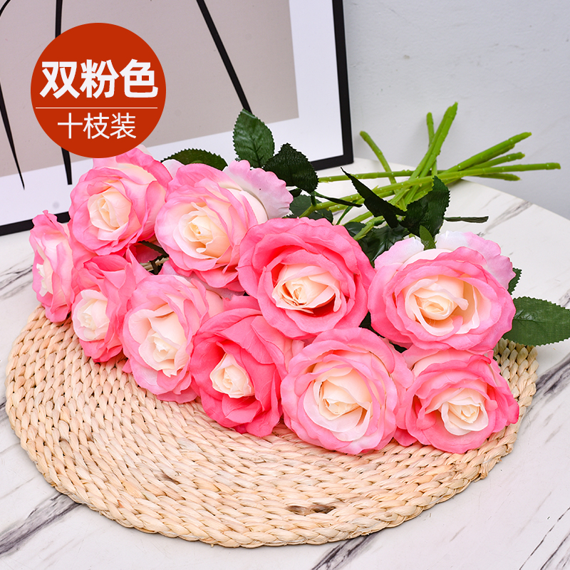 더블 핑크 큰 장미 10 스틱