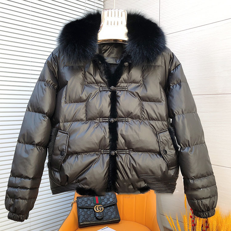 Cross-border Autumn and Winter New Light and Thin Mink Wool Buckle Down Jacket Women's Small Fox Wool Short Coat Trendy