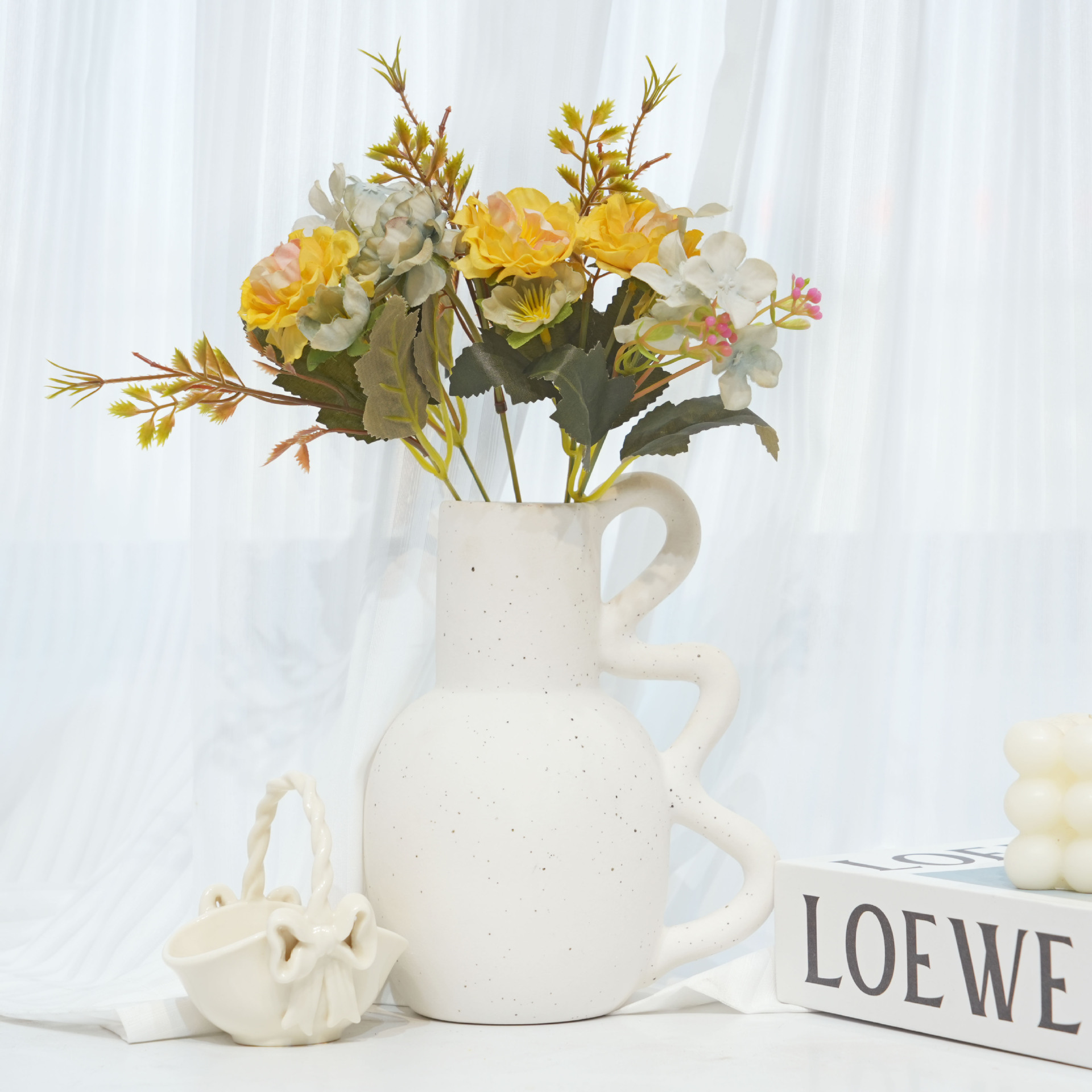 조화 차장미 수국 소형 꽃다발 테이블 꽃 홈데코 호텔 인테리어 꽃재료 해외 인기 판매 조화