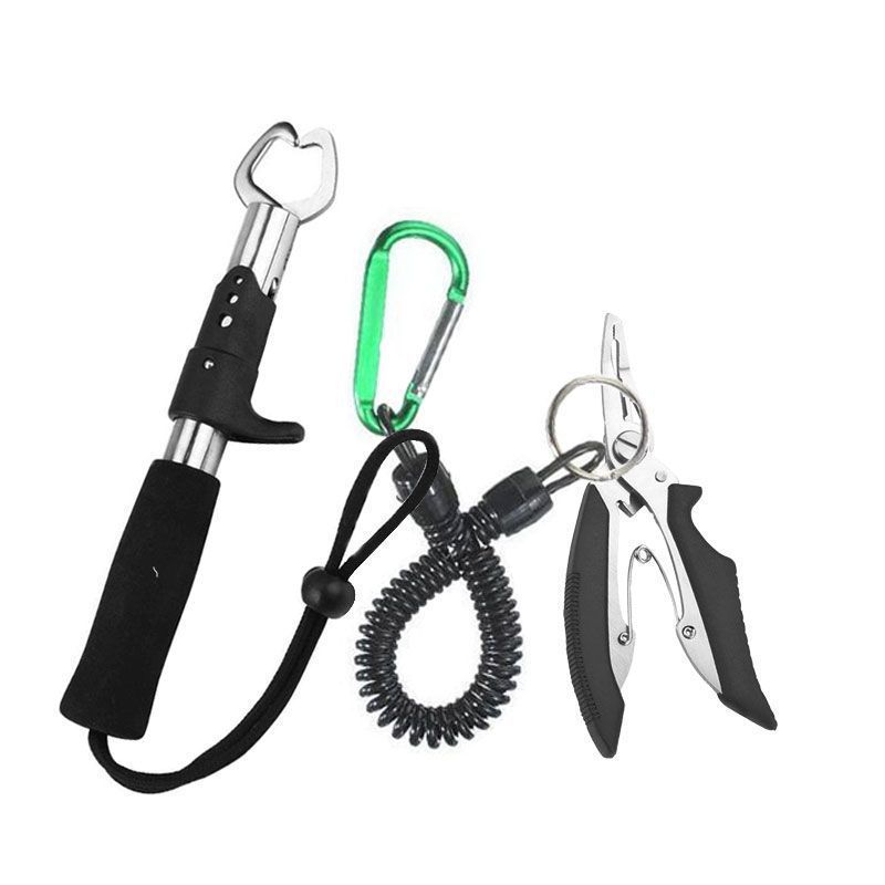 Lure pliers, fish control tool, stainless steel curved-nose fishing pliers, multifunctional fishing line cutter and fish control tool