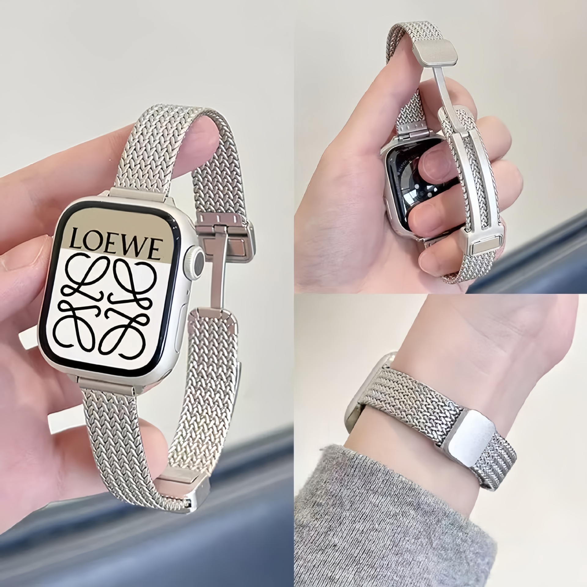 Suitable for Apple Iwatch910 Watch Strap, Metal Wheat Ear Magnetic Strap, Apple Se Watch, Applewatchs11 Watch Strap
