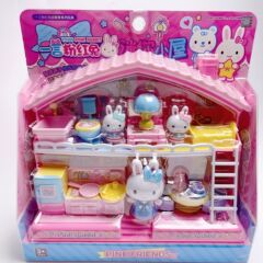 ピンクのウサギのままごとのおもちゃのショッピングカートの女の子の子供のシミュレーションのレジのウサギのおもちゃのシミュレーション