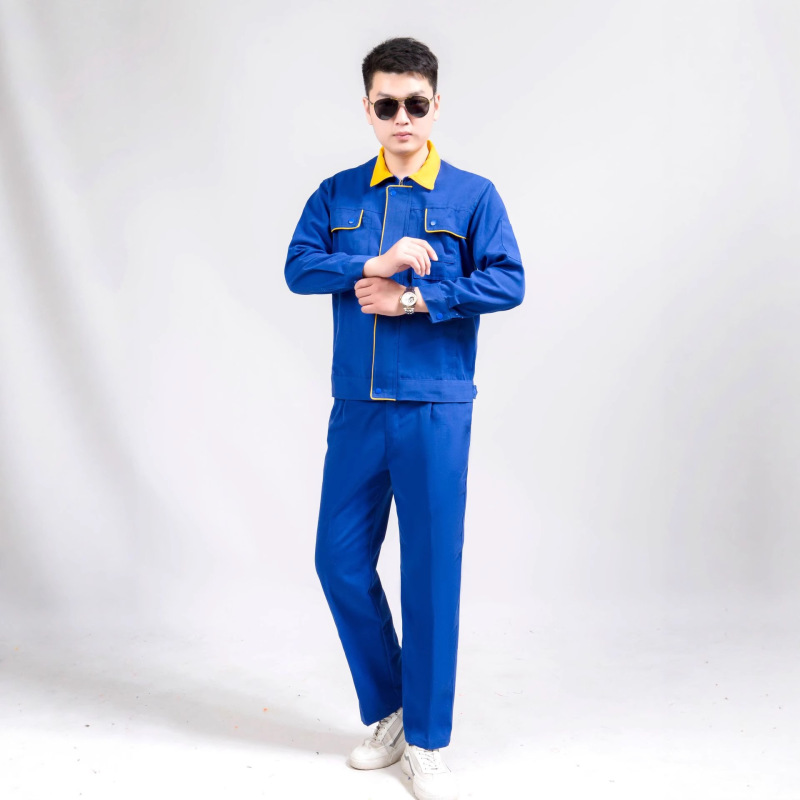 春秋长袖涤棉套装男工作服耐磨上衣工厂车间机修工装印绣字劳保服|undefined