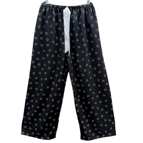 Women's Spring and Summer Thin Large Size Loose Comfort Artificial Cotton Wide Leg Pajama Pants with Outerwear, Single Pants, Versatile High-Waisted