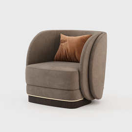 意式轻奢小户型客厅实木沙发椅现代简约布艺休闲椅软装设计师单椅