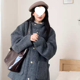 初冬韩系学院风休闲百搭小个子厚毛呢外套女2025新款秋冬呢子大衣