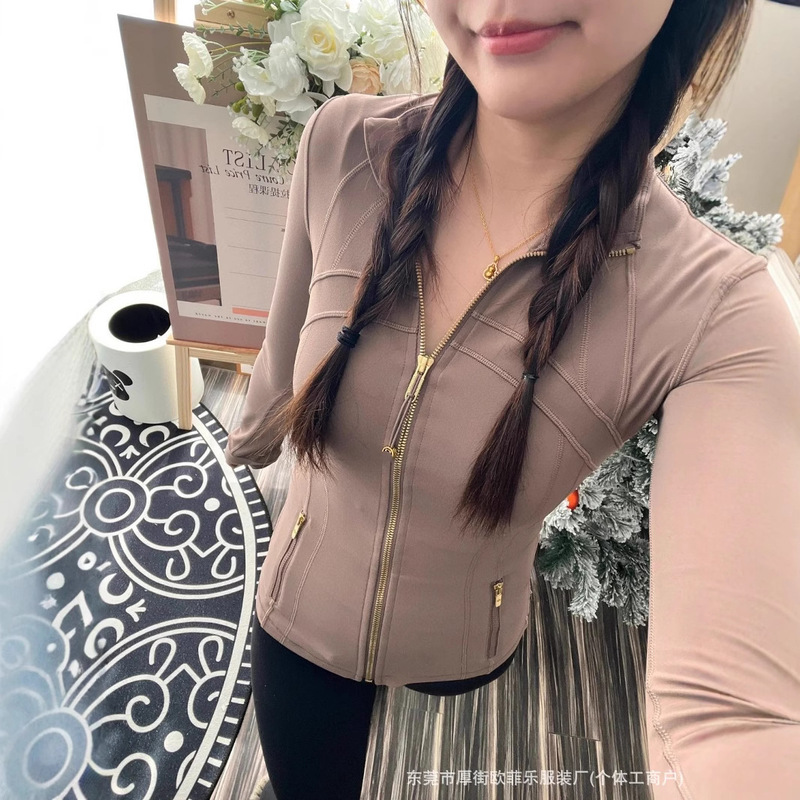 Lulu Same Style Define Jacket Women's Slim Yoga Jacket Running Fitness Sports Jacket with Mesh Panels