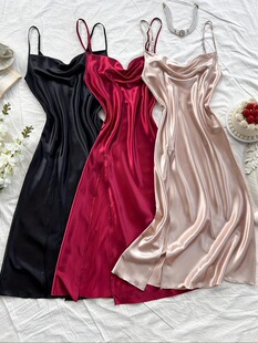 D 8896 Silk Print Backs Nightgown ӡ��¶��˯ȹ