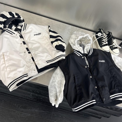 Winter Children's American Street Style Fleece Vest for Boys and Girls Loose Workwear Thick Embroidered Letter Cotton Back Vest