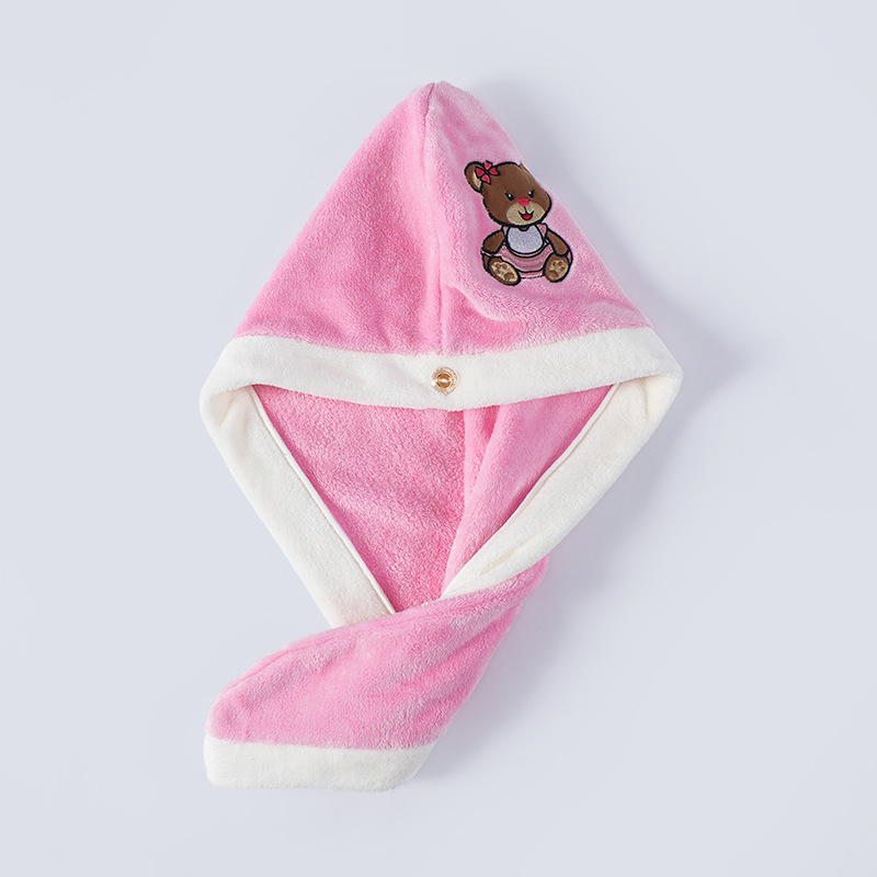 Pink hair towel, with little bears