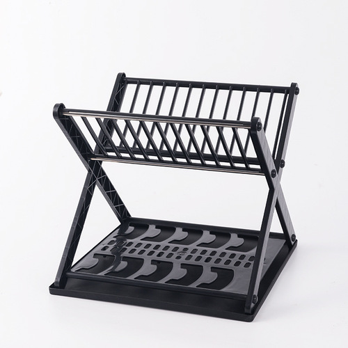 Small kitchen dish storage rack desktop two-layer large-capacity dinner plate drain rack simple removable dish rack