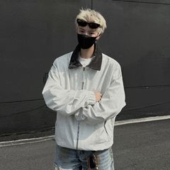 2025年春秋季青年男士翻领休闲上衣痞帅工装翻领夹克时尚潮流外套