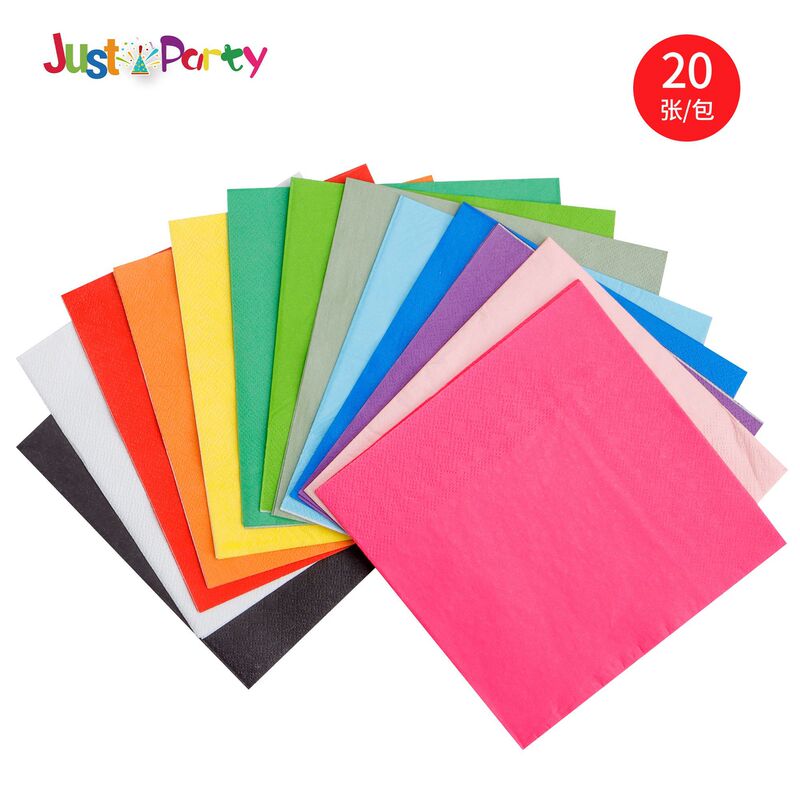 Factory wholesale solid color napkin paper towel 25*25 dyed paper Amazon cocktail holiday party colored paper towel