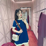 针织连衣裙定制款2025字母刺绣圆领高品质女装中长款轻熟风