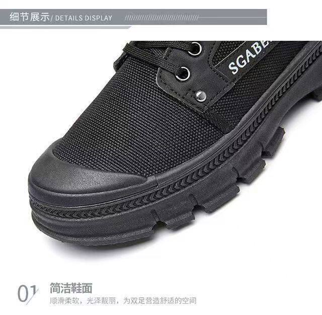 Giày nam cổ thấp vải bạt đế dày phong cách Anh, giày Martin công sở năng động, đế cao 3 cm — Xanh quân đội, màu đen chi tiết 6