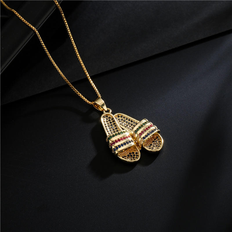 Wholesale Fashion Slippers Pendant Copper Inlaid Zircon Necklace Nihaojewelry display picture 2