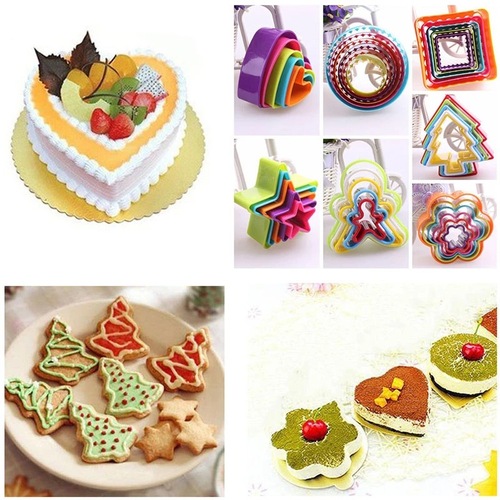 Round plum blossom love wave shape colorful cutting pattern steamed bun baking cookie tool fondant cake mold