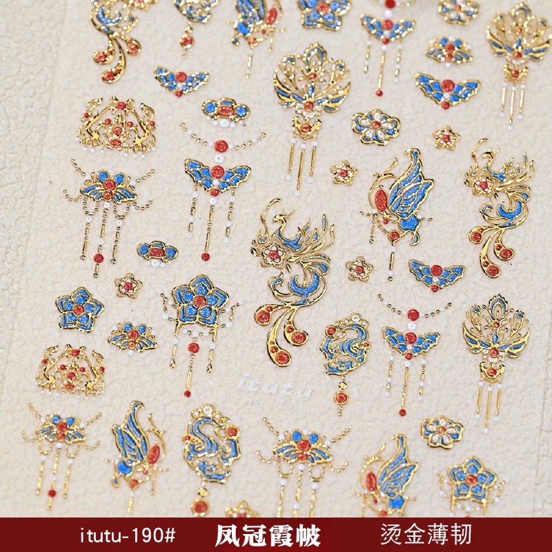 Nuevo estilo chino nuevo pegatinas de uñas de guana de phoenix de estilo chino Xiuhe boda uñas nupciales para usar adornos de uñas