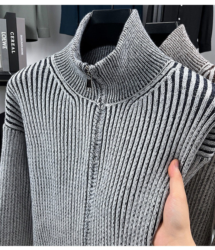 Cardigan suéter hombre otoño invierno engrosado vento perezoso comercio exterior casual outerwear chaqueta de cremallera hombre camisa de punto