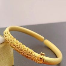 跨境合金材质古法手镯复古超高品质孔雀呈祥开口调节手镯玫瑰金