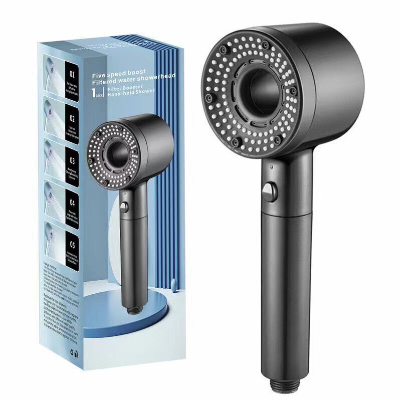 Household Dual-Turbo Supercharged Showerhead with Pressurized Hollow Showerhead, Water Purification and Skin Beautifying Filter Household Dual-Turbo Supercharged Showerhead with Pressurized Hollow Showerhead, Water Purification and Skin Beautifying Filter