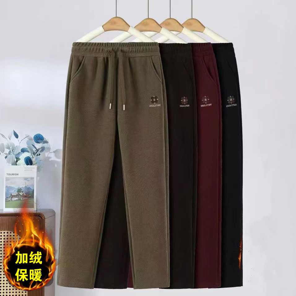 2025 Autumn/Winter New Gemstone Pattern Fleece-Lined Casual Women's Pants for Middle-Aged and Elderly Mothers, Harem Pants, New Products for Street Market Exhibitions