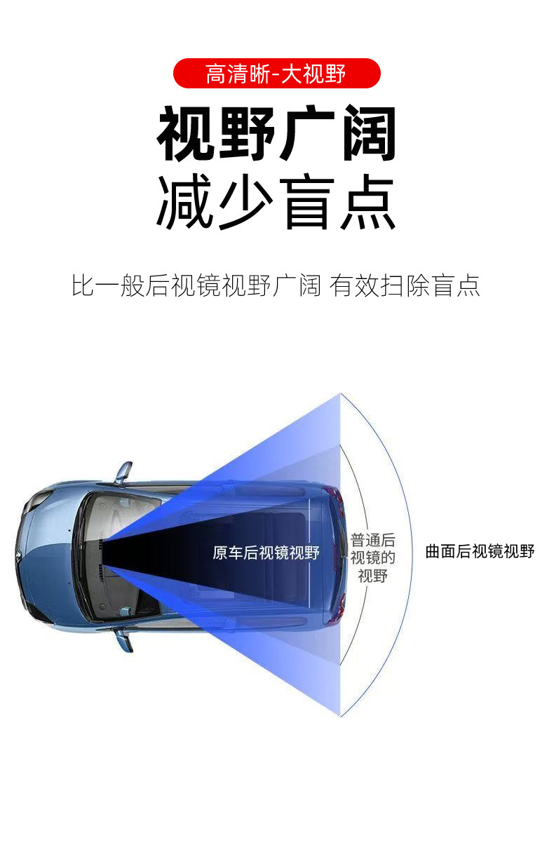 Car Interior Rearview Mirror with Wide Field of View, High-Definition Wide-Angle Curved Mirror, Car Rear Seat Baby Observation Mirror