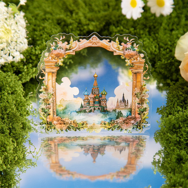 Fantasy Journey Big Size Border PET Sticker Retro Fantasy Frame Fairy Tale Castle Hand Account Collage Material Pack