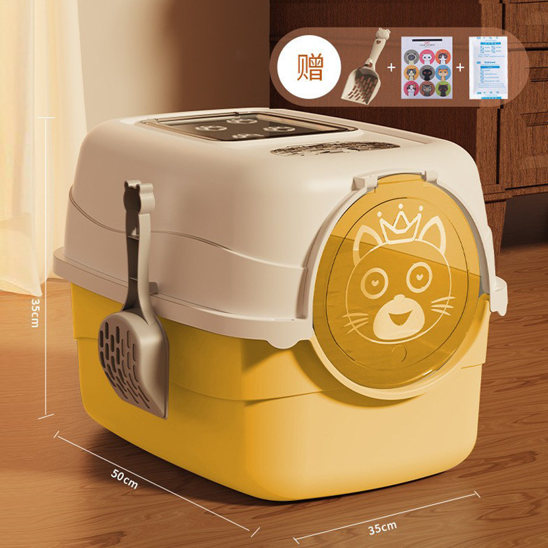 Explosión transfronteriza de arena para gatos totalmente cerrada inodoro para gatos de gran tamaño, arena para gatos de gran tamaño portátil, lavabo de heces para gatos de gran tamaño
