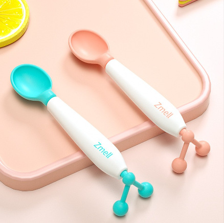 Zmell Kidsren's Spoon Rotatable Training Spoon Baby Temperature Sensing Spoon Puree Food Supplement Eating Spoon Baby Tableware