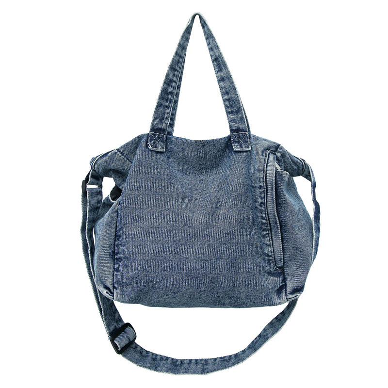 Bolso de mezclilla para mujer 2024 nuevo bolso de mensajero de un solo hombro de gran capacidad Bolso de viajero casual todo-fósforo Bolso Tote