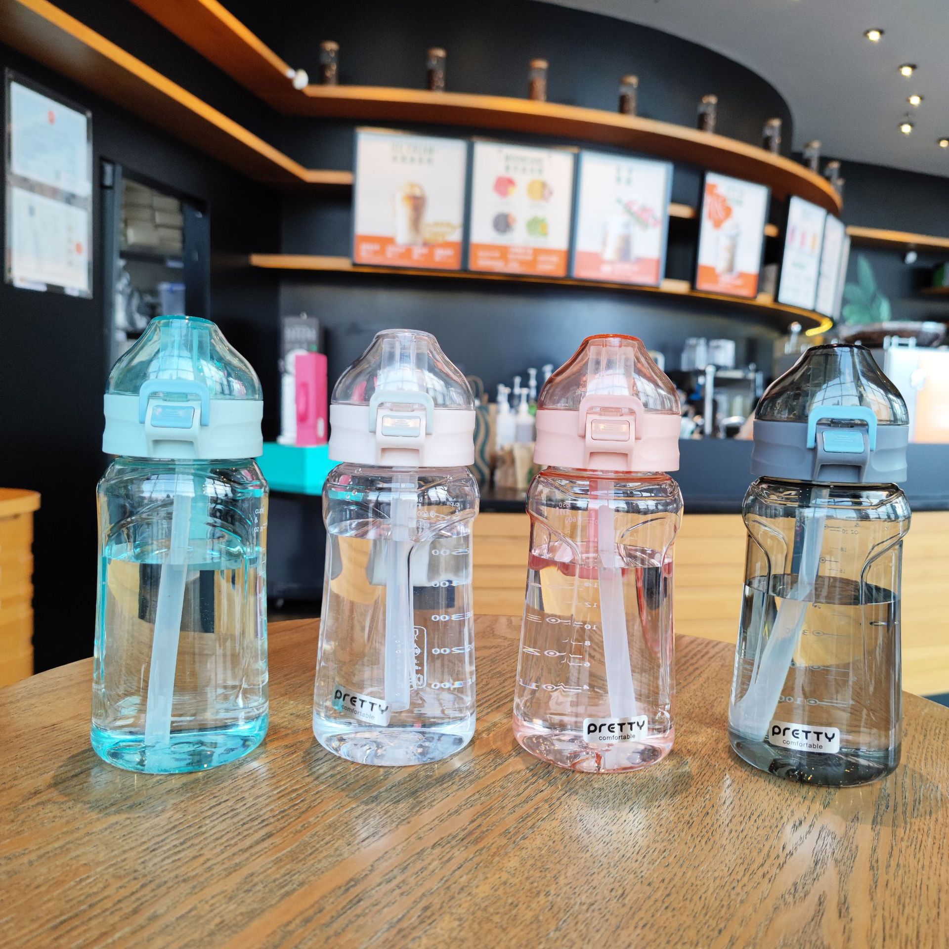 Estilo coreano moda lindo taza de plástico pato paja taza de agua con cerradura coche al aire libre estudiante taza conveniente mango