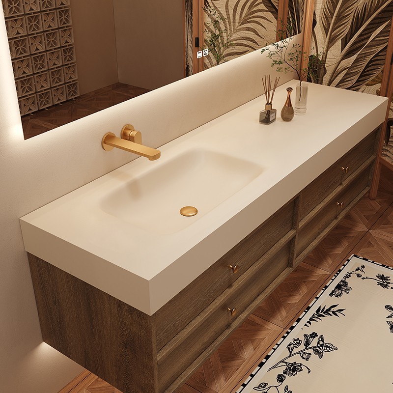 Горячая слябная плита среднего возраста горячая кривая бесшовная интегрированная бассейнская шкаф для ванной комнаты. Раковина для ванной комнаты новый стиль