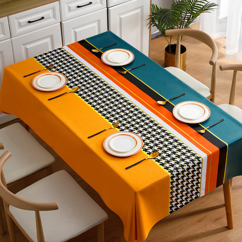 Benzhi exquisite houndstooth leather tablecloth wholesale waterproof and oil-proof PVC tablecloth ins style coffee table cloth dining table mat