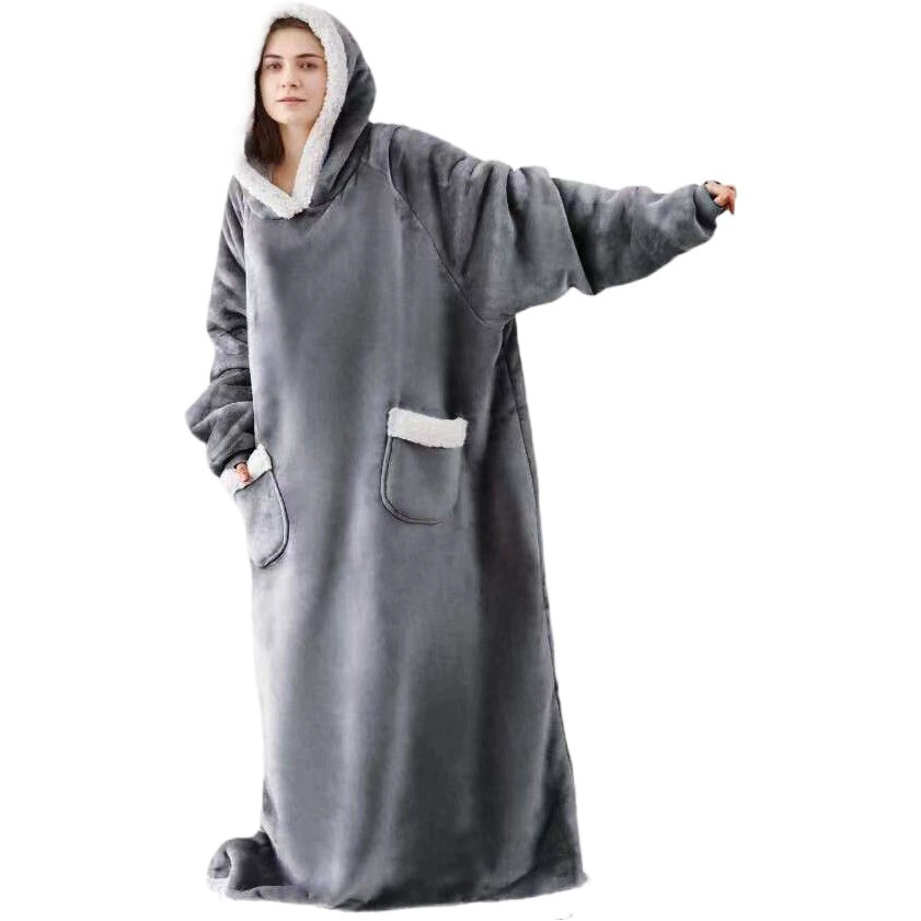 Новая ленивая Пижама пуловер ТВ одеяло утолщенные пижамы с капюшоном теплое одеяло с капюшоном свободный внешний халат